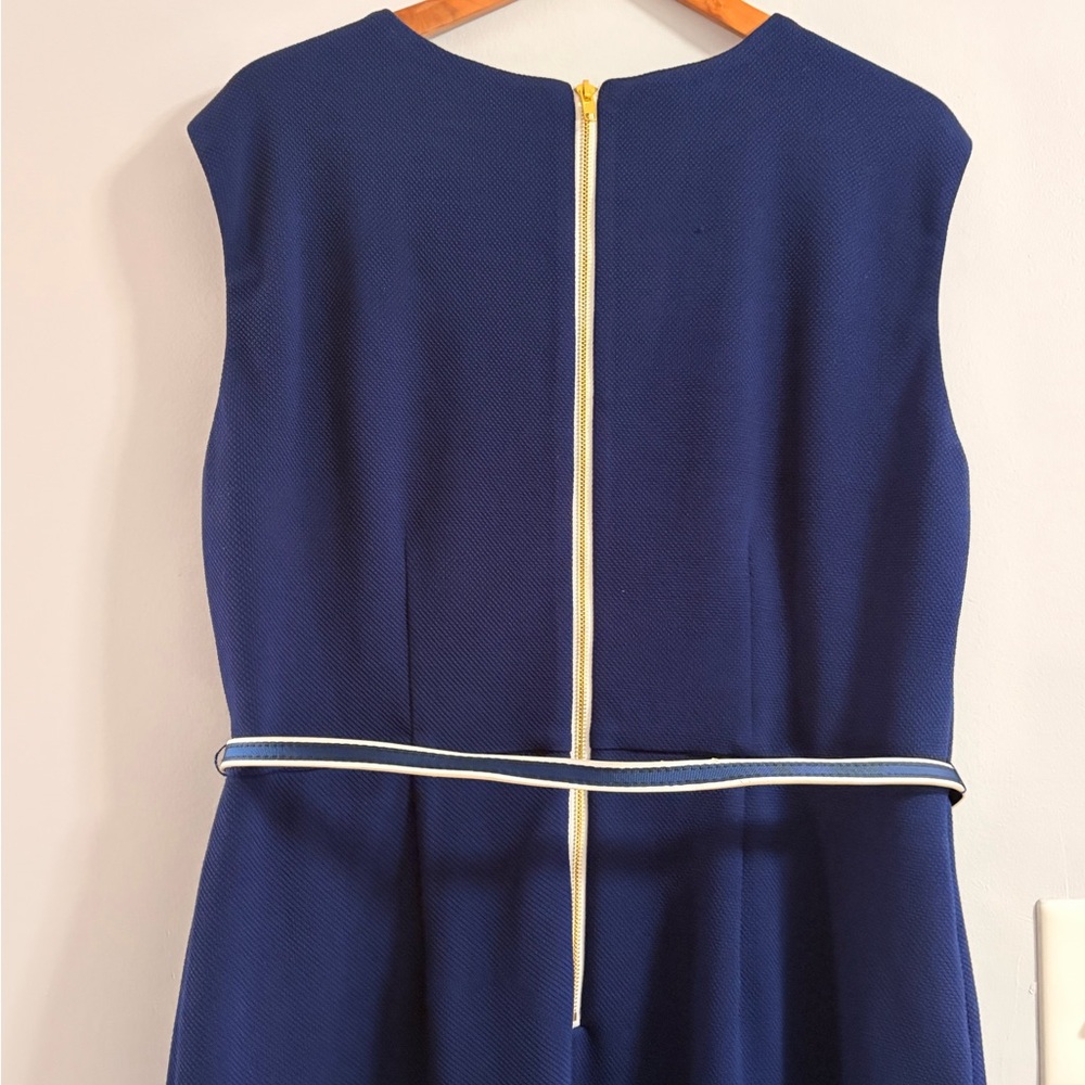 Karin Stevens Navy Blue Midi Dress with Belt - Picture 5 of 8